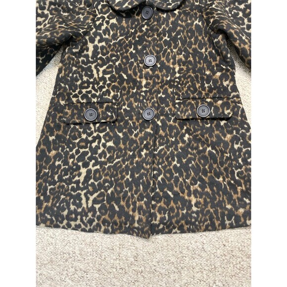 Leopard Print Puff Sleeve Dress Coat – Vintage Glam Holiday Party Jacket Small - Picture 4 of 11